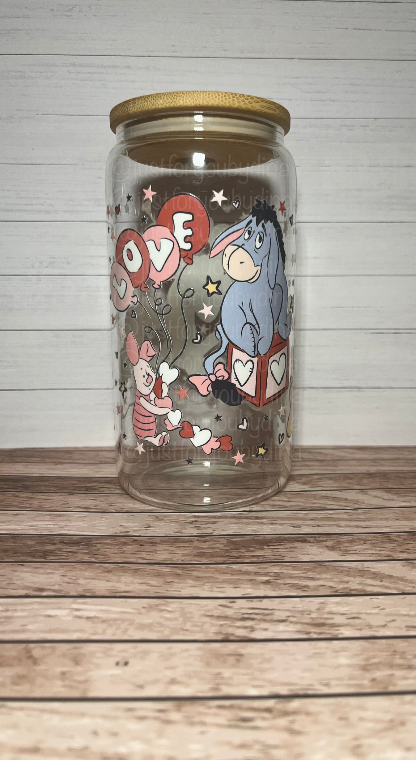 Animal Friends Valentine Glass Can